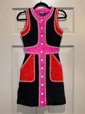 Incredible Vintage Nasty Gal Studded Suede Dress XXS